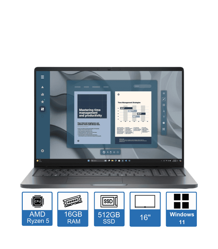 Dell Pro 16 PC16255, 16 FHD+ Display, AMD Ryzen 5 Pro 230, 16GB RAM, 512GB SSD, Windows 11 Pro, 3 Year Warranty