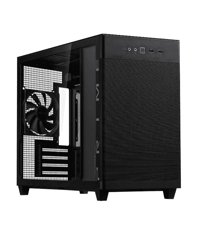 ASUS AP201 TG MicroATX Case Black Tool-Free Quasimesh 360mm AIO Support