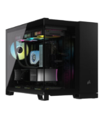 Corsair 2500X RGB Dual Chamber Gaming Case With Glass Side & Front, Micro ATX, 2x RGB Fans, Mesh Panels, USB-C, Asus BTF Compatible, Black