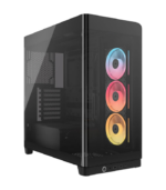 Corsair FRAME 4500X LX-R RGB LINK Gaming Case w Glass Side & Front, E-ATX, 3x LX120-R RGB Fans, InfiniRail Fan Mounting, USB-C, Asus BTF Compatible, Black