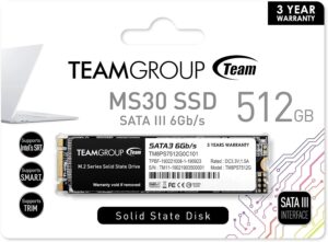 Team Group MS30 512GB M.2 SATA III SSD 4 Team Group MS30 512GB lightweight M.2 SATA SSD for laptops and desktop computers