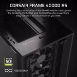 Corsair FRAME 4000D RS Premium Modular Mid-Tower Gaming PC Case, Tempered Glass, 3x RS120 Fans, Black - Image 6