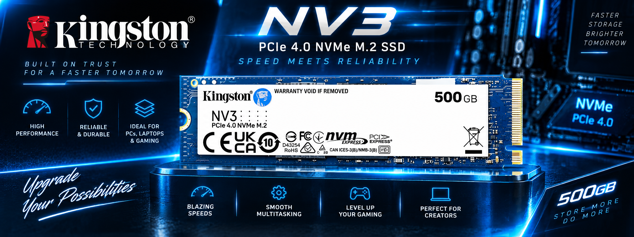 Kingston NV3 500GB M.2 2280 PCIe 4.0 NVMe SSD 4