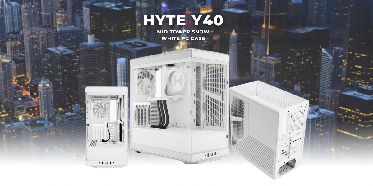 HYTE Y40 Mid Tower Snow White PC Case 1