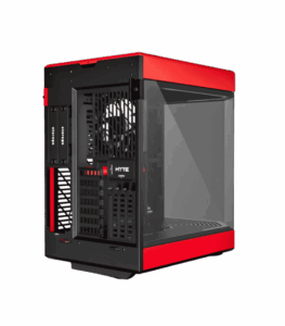 HYTE Y60 Red Black gaming case with USB-C front I/O toolless storage and dust filters
