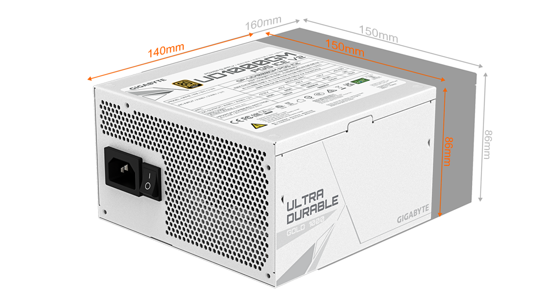 GIGABYTE 1000W UD1000GM PG5 V2 ICE White 80+ Gold Fully Modular PSU 1 size img