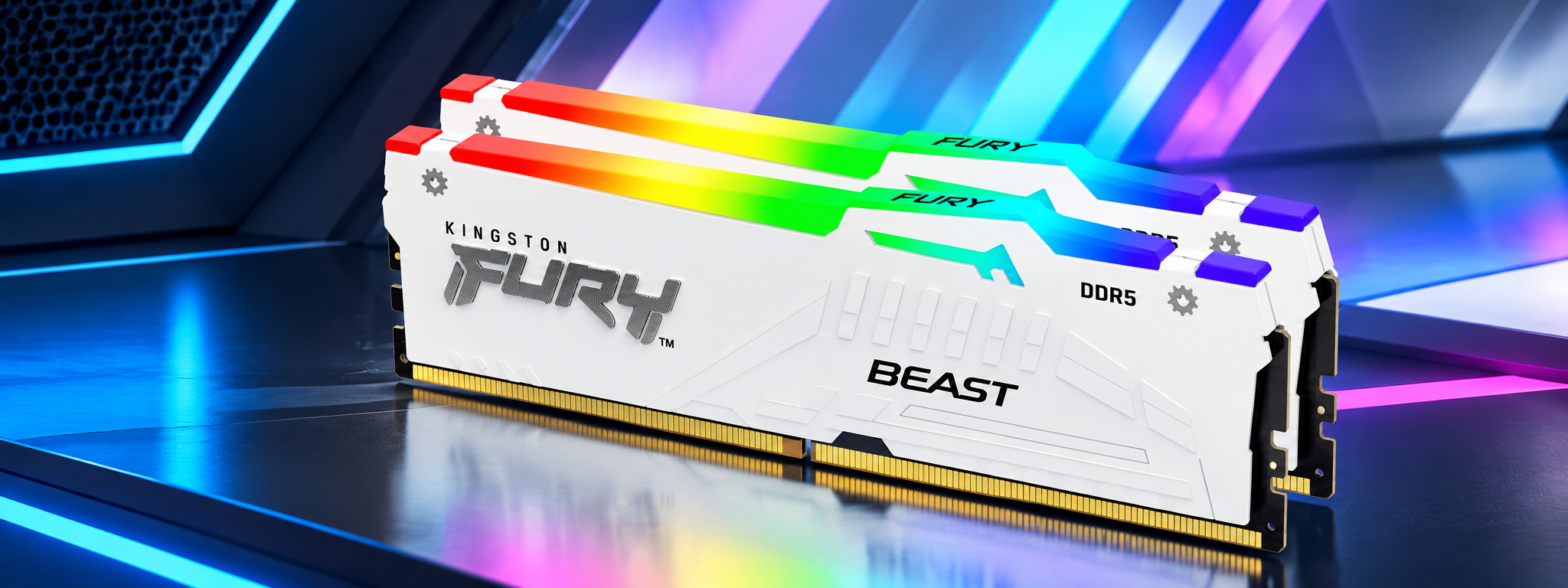 Kingston FURY Beast White RGB 64GB 2x32GB 6000MTs DDR5 CL36 EXPO RAM Kit