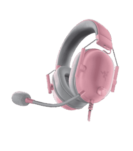 Razer BlackShark V2 X Wired Gaming Headset Grey & Pink 3 Razer BlackShark V2 X headset with HyperClear cardioid microphone and passive noise isolation